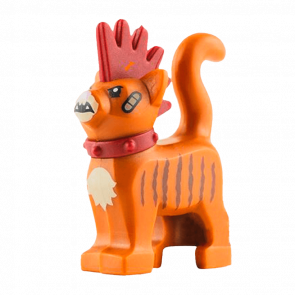 Фігурка Lego Земля Cat Dark Red Spiky Mohawk and Collar Bandages and Dark Brown Stripes Animals 39742pb01 1 6256522 Dark Orange Б/У