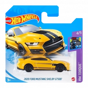 Машинка Базова Hot Wheels 2020 Ford Mustang Shelby GT500 Torque 1:64 GRY02 Yellow - Retromagaz