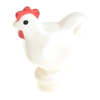 Фігурка Lego Земля Chicken with Black Eyes and Red Comb and Wattle Pattern Animals 95342pb01 1 4623959 6063275 White Б/У - Retromagaz