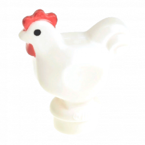 Фигурка Lego Земля Chicken with Black Eyes and Red Comb and Wattle Pattern Animals 95342pb01 1 4623959 6063275 White Б/У