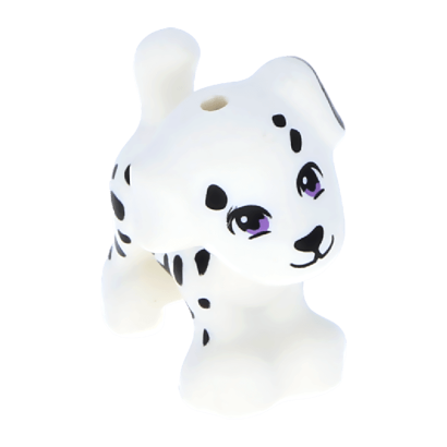 Фігурка Lego Земля Dog Friends Puppy Medium Lavender Eyes and Black Nose Mouth and Spots Pattern Animals 93088pb04 6113032 White Б/У - Retromagaz