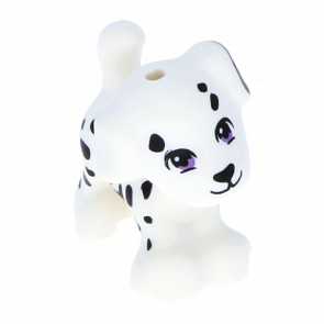 Фигурка Lego Земля Dog Friends Puppy Medium Lavender Eyes and Black Nose Mouth and Spots Pattern Animals 93088pb04 6113032 White Б/У - Retromagaz