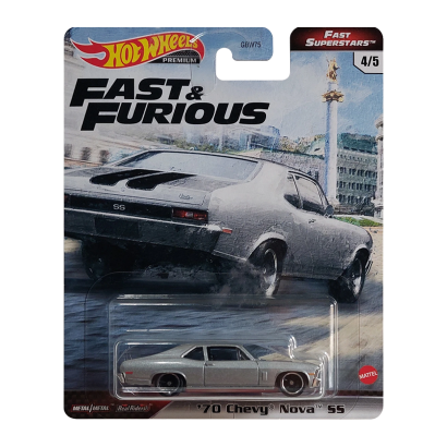 Машинка Premium Hot Wheels '70 Chevy Nova SS Fast & Furious 1:64 GRK50 Grey - Retromagaz