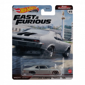 Машинка Premium Hot Wheels '70 Chevy Nova SS Fast & Furious GRK50 Grey Новий - Retromagaz