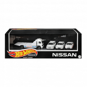 Машинка Premium Hot Wheels Nissan Skyline GT-R (BNR32) / (BCNR33) / (BNR34) / Retro Rig Diorama 1:64 GRN86 White 4шт