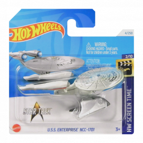 Машинка Базова Hot Wheels Star Trek U.S.S. Enterprise NCC-1701 Screen Time 1:64 HTB32 White - Retromagaz