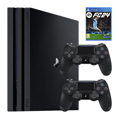 Набір Консоль Sony PlayStation 4 Pro CUH-70-71xx 1TB Black Б/У  + Гра EA Sports FC 24 Російська Озвучка + Геймпад Бездротовий DualShock 4 Version 2 - Retromagaz