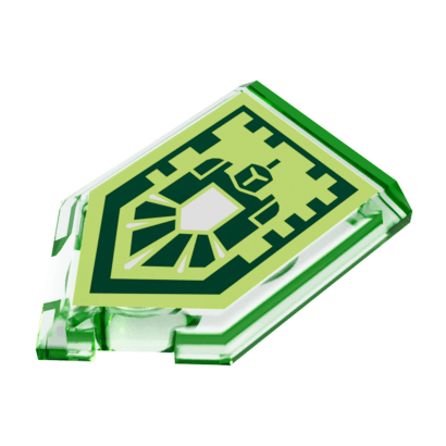 Плитка Lego Модифікована Декоративна Pentagonal Nexo Power Shield Gamma Rays 2 x 3 22385pb152 6190300 6245483 Trans-Bright Green 2шт Б/У - Retromagaz