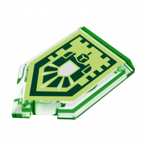 Плитка Lego Модифікована Декоративна Pentagonal Nexo Power Shield Gamma Rays 2 x 3 22385pb152 6190300 6245483 Trans-Bright Green 2шт Б/У - Retromagaz