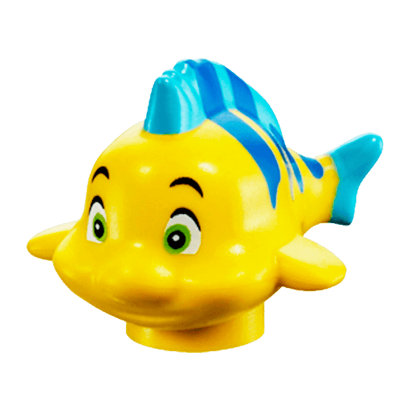 Фігурка Lego Вода Fish Little Mermaid with Blue Stripes Lime Eyes Animals 15679pb03 6056851 Yellow Б/У - Retromagaz