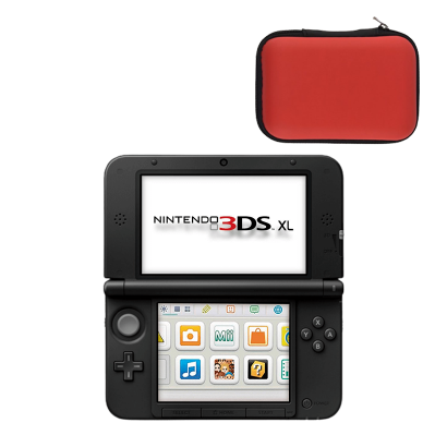 Набір Консоль Nintendo 3DS XL Модифікована 32GB Red Black + 10 Вбудованих Ігор Б/У  + Чохол Твердий RMC Новий - Retromagaz