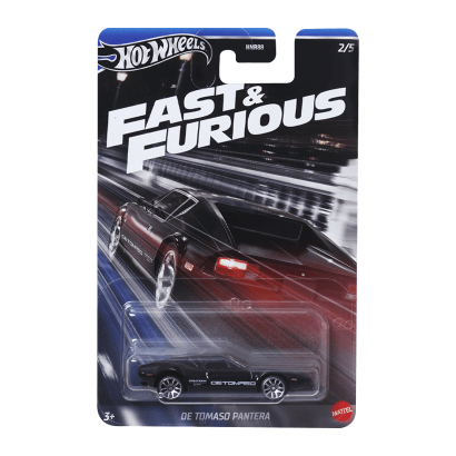 Тематическая Машинка Hot Wheels De Tomaso Pantera Fast & Furious 1:64 HNR88/HRW52 Black - Retromagaz