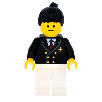 Фигурка Lego Airport Pilot Red Tie and 6 Buttons Black Ponytail Hair City air030 Б/У - Retromagaz