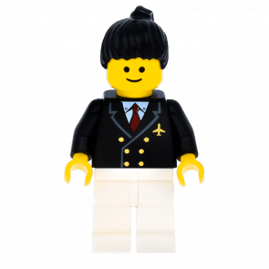 Фігурка Lego Airport Pilot Red Tie and 6 Buttons Black Ponytail Hair City air030 Б/У