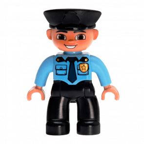 Фігурка Lego Boy Police Black Legs Medium Blue Top Duplo 47394pb169 Б/У - Retromagaz