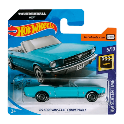 Машинка Базова Hot Wheels Thunderball 007 '65 Ford Mustang Convertible Screen Time 1:64 GHC77 Turquoise - Retromagaz