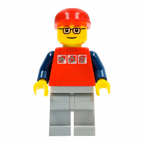 Фигурка Lego People 973pb0274 Red Shirt with 3 Silver Logos City cty0060 Б/У