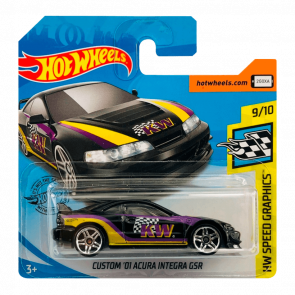 Машинка Базовая Hot Wheels Custom '01 Acura Integra GSR Speed Graphics 1:64 FYF02 Black