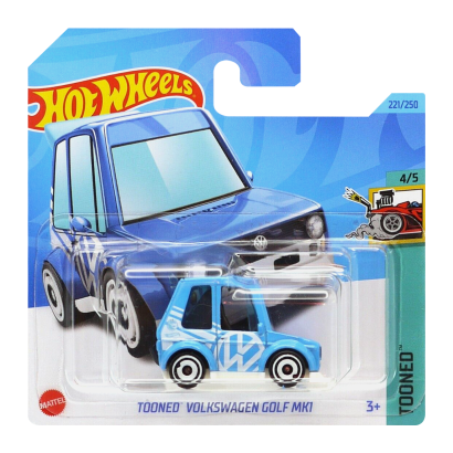 Машинка Базовая Hot Wheels Tooned Volkswagen Golf MK1 Treasure Hunts Tooned 1:64 HKK96 Light Blue - Retromagaz