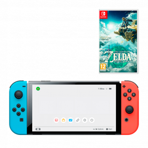 Набір Консоль Nintendo Switch OLED Model HEG-001 64GB Blue Red Новий  + Гра The Legend of Zelda: Tears of the Kingdom Російська Озвучка