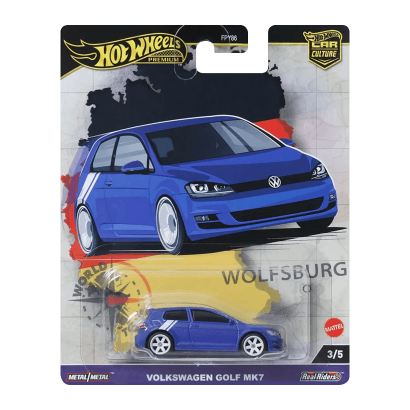 Машинка Premium Hot Wheels Volkswagen Golf Mk7 World Tour 1:64 HRV79 Blue - Retromagaz