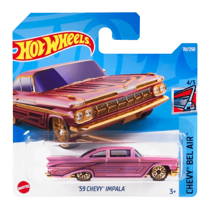 Машинка Базовая Hot Wheels '59 Chevy Impala Chevy Bel Air 1:64 HCV08 Pink - Retromagaz