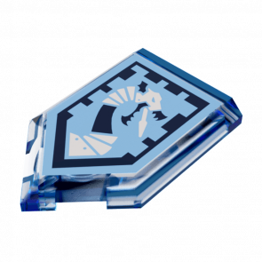 Плитка Lego Модифицированная Декоративная Pentagonal Nexo Power Shield Pattern Iron Dragon 2 x 3 22385pb063 6172152 Trans-Dark Blue 2шт Б/У