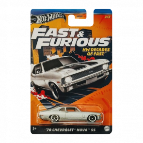 Тематична Машинка Hot Wheels `70 Chevrolet Nova SS Decades of Fast & Furious 1:64 HNR88/HRW42 Grey - Retromagaz