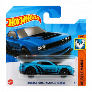 Машинка Базовая Hot Wheels '18 Dodge Challenger SRT Demon Muscle Mania 1:64 HKJ54 Blue - Retromagaz