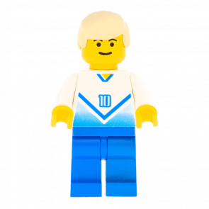 Фігурка Lego People 973pb0174 Soccer Player White & Blue Team with shirt #10 City soc084 1 Б/У - Retromagaz