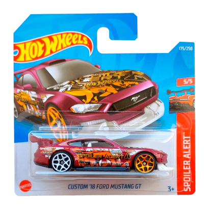 Машинка Базовая Hot Wheels Custom '18 Ford Mustang GT Spoiler Alert 1:64 HCV87 Purple - Retromagaz