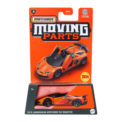 Тематическая Машинка Matchbox 2019 Lamborghini Aventador SVJ Roadster Moving Parts 1:64 FWD28/HLG03 Orange - Retromagaz