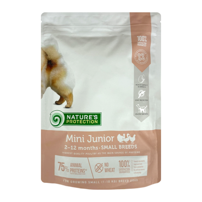 Сухий Корм для Собак Nature's Protection Mini Junior Small Breeds Домашня Птиця 500g - Retromagaz