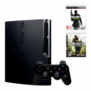 Набор Консоль Sony PlayStation 3 Slim 320GB Black Б/У + Игра Call of Duty Modern Warfare 3 Английская Версия + Call of Duty 4 Modern Warfare