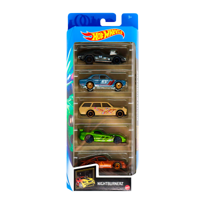 Машинка Базова Hot Wheels 5шт '68 Corvette / Ford Escort RS / Datsun 510 Wagon  / Dodge Viper / Porsche 934 Nightburnerz 1:64 GTN47 Tan - Retromagaz