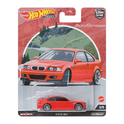 Машинка Premium Hot Wheels BMW M3 (E46) AutoStrasse 1:64 HCK19 Red - Retromagaz