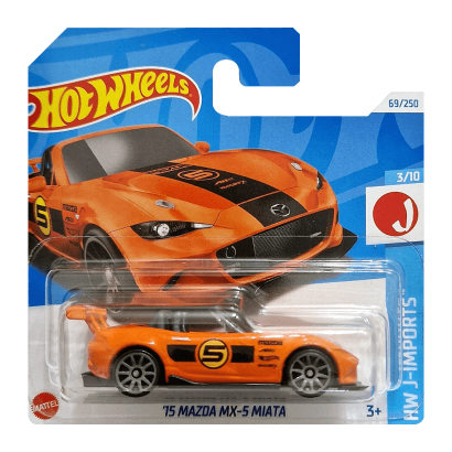 Машинка Базова Hot Wheels '15 Mazda MX-5 Miata J-Imports 1:64 HTD22 Orange - Retromagaz