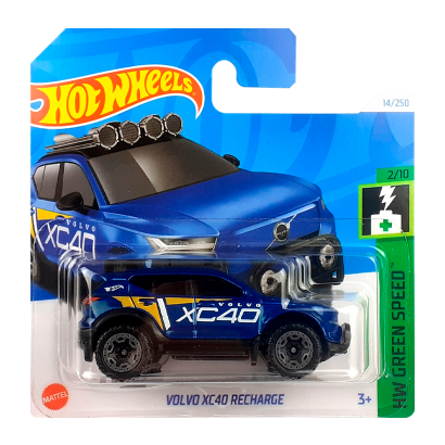 Машинка Базовая Hot Wheels Volvo XC40 Recharge Green Speed 1:64 HTB79 Metallic Blue - Retromagaz