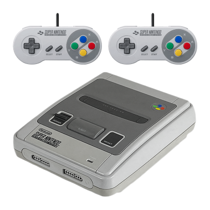 Набір Консоль Nintendo SNES FAT Europe Light Grey Б/У + Геймпад Дротовий Grey 2.2m 2 шт Б/У - Retromagaz