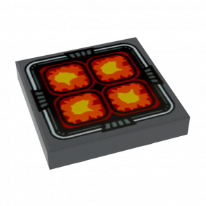 Плитка Lego Декоративная Inverted with 4 Orange Red and Yellow Rounded Squares 2 x 2 11203pb007 6025210 Dark Bluish Grey 4шт Б/У - Retromagaz