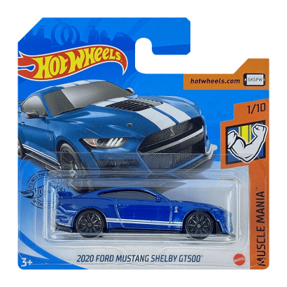 Машинка Базова Hot Wheels 2020 Ford Mustang Shelby GT500 Muscle Mania 1:64 GHB32 Blue - Retromagaz