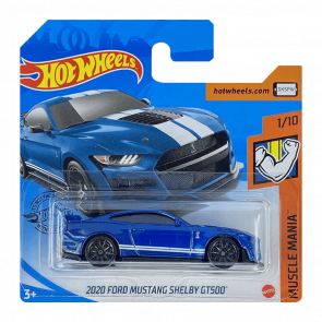 Машинка Базова Hot Wheels 2020 Ford Mustang Shelby GT500 Muscle Mania 1:64 GHB32 Blue - Retromagaz