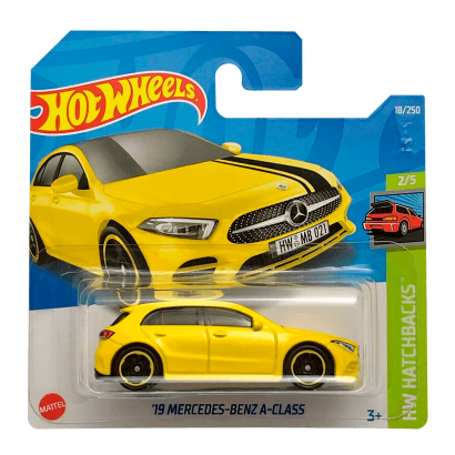 Машинка Базова Hot Wheels '19 Mercedes-Benz A-Class Hatchbacks 1:64 HCW78 Yellow - Retromagaz