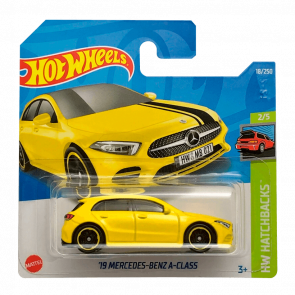 Машинка Базовая Hot Wheels '19 Mercedes-Benz A-Class Hatchbacks 1:64 HCW78 Yellow - Retromagaz