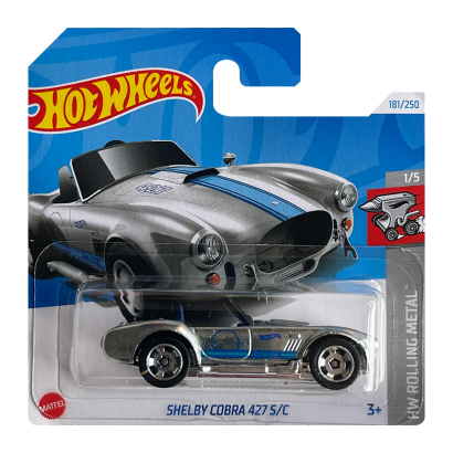 Машинка Базовая Hot Wheels Shelby Cobra 427 S/C Zamac Rolling Metal 1:64 HTB53 Silver - Retromagaz