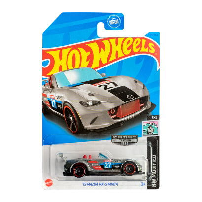 Машинка Базова Hot Wheels '15 Mazda MX-5 Miata Zamac Modified 1:64 HKL27 Silver - Retromagaz