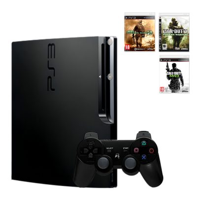 Набор Консоль PlayStation 3 Slim 320GB Black Б/У + Сборник Игр Call of Duty (Modern Warfare 1 + 2 + 3) - Retromagaz