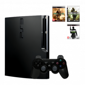 Набір Консоль PlayStation 3 Slim 320GB Black Б/У + Збірник Ігр Call of Duty (Modern Warfare 1 + 2 + 3)