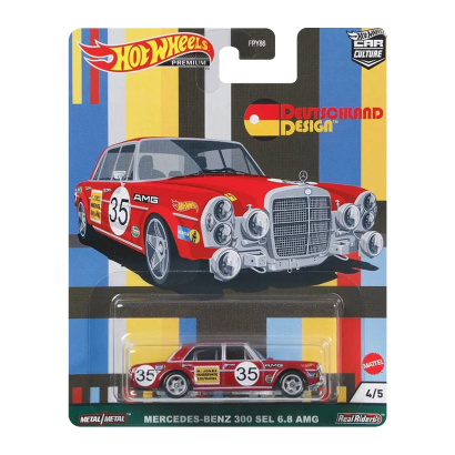 Машинка Premium Hot Wheels Mercedes-Benz 300 SEL 6.8 AMG Deutschland Design 1:64 GRJ73 Red - Retromagaz