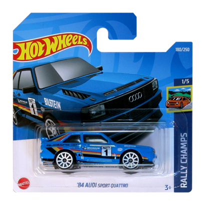 Машинка Базова Hot Wheels '84 Audi Sport Quattro Rally Champs 1:64 HCX60 Blue - Retromagaz